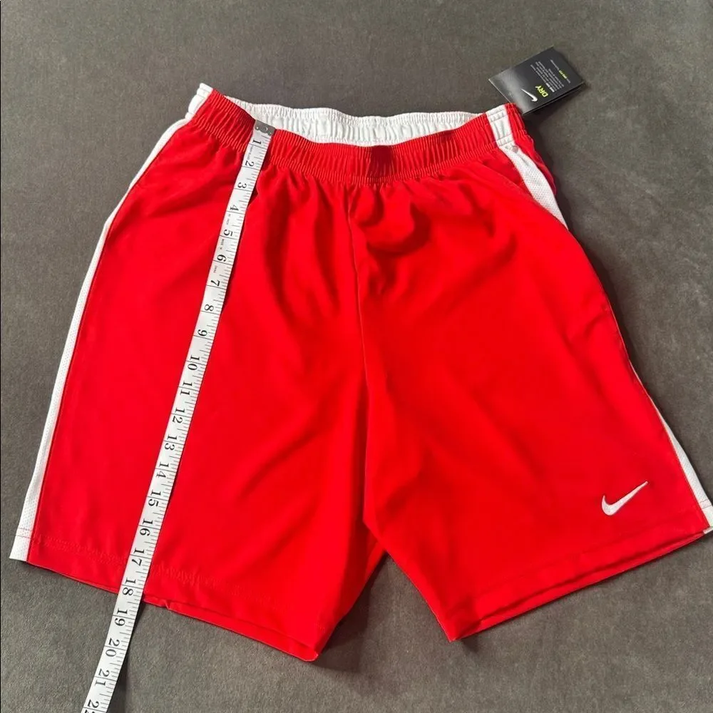 Mens Nike Dri-Fit Woven Venom Soccer Sport Shorts Red Drawstring Waist LARGE NWT